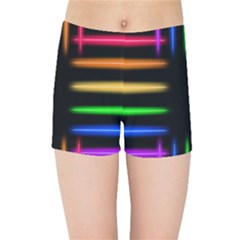 Neon Light Abstract Pattern Lines Kids Sports Shorts