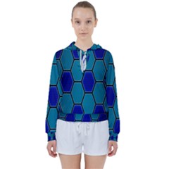 Hexagon Background Geometric Mosaic Women s Tie Up Sweat by Sapixe