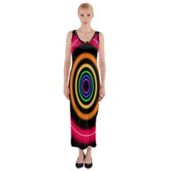 Neon Light Abstract Pattern Lines Fitted Maxi Dress