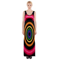 Neon Light Abstract Pattern Lines Maxi Thigh Split Dress