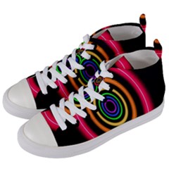 Neon Light Abstract Pattern Lines Women s Mid-top Canvas Sneakers by Sapixe