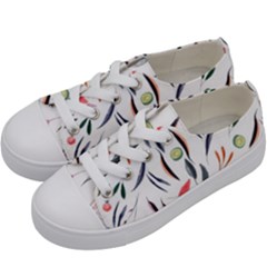 Watercolor Tablecloth Fabric Design Kids  Low Top Canvas Sneakers by Sapixe