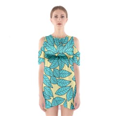 Leaves Dried Leaves Stamping Shoulder Cutout One Piece Dress