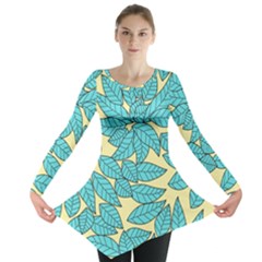 Leaves Dried Leaves Stamping Long Sleeve Tunic 