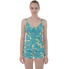 Leaves Dried Leaves Stamping Tie Front Two Piece Tankini