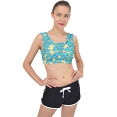 Leaves Dried Leaves Stamping V-back Sports Bra by Sapixe