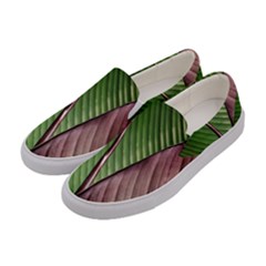 Leaf Banana Leaf Greenish Lines Women s Canvas Slip Ons