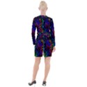 Rainbow Pattern Geometric Texture Button Long Sleeve Dress View2