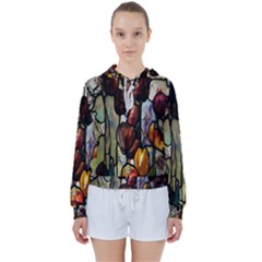 Tiffany Window Colorful Pattern Women s Tie Up Sweat