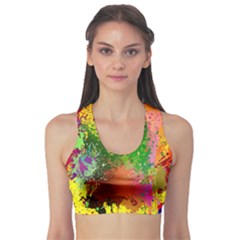 Embroidery Dab Color Spray Sports Bra by Sapixe
