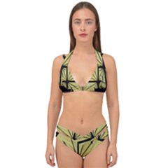 Window About Glass Metal Weathered Double Strap Halter Bikini Set