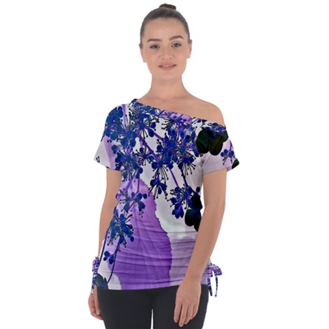 Blossom Bloom Floral Design Tie-up Tee by Sapixe