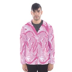 Pink Marble Painting Texture Pattern Hooded Windbreaker (men) by Sapixe