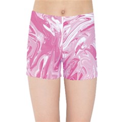 Pink Marble Painting Texture Pattern Kids Sports Shorts