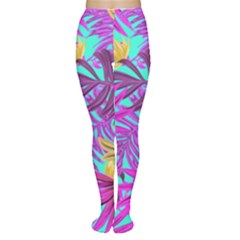 Tropical Greens Leaves Design Tights