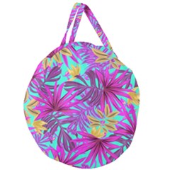 Tropical Greens Leaves Design Giant Round Zipper Tote