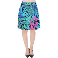 Leaves Picture Tropical Plant Velvet High Waist Skirt