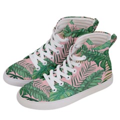 Tropical Greens Leaves Design Men s Hi-top Skate Sneakers