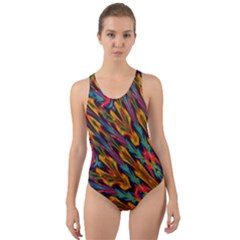 Background Abstract Texture Cut-out Back One Piece Swimsuit