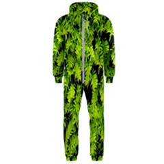 Green Hedge Texture Yew Plant Bush Leaf Hooded Jumpsuit (men) 