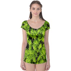 Green Hedge Texture Yew Plant Bush Leaf Boyleg Leotard 