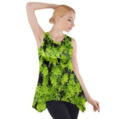 Green Hedge Texture Yew Plant Bush Leaf Side Drop Tank Tunic by Sapixe