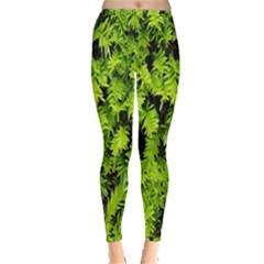Green Hedge Texture Yew Plant Bush Leaf Inside Out Leggings
