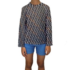 Rattan Wood Background Pattern Kids  Long Sleeve Swimwear