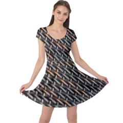 Rattan Wood Background Pattern Cap Sleeve Dress