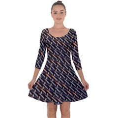 Rattan Wood Background Pattern Quarter Sleeve Skater Dress