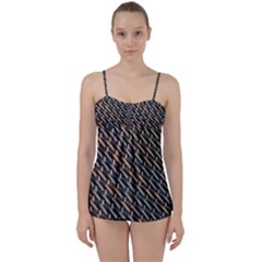 Rattan Wood Background Pattern Babydoll Tankini Set