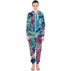 Leaves Tropical Picture Plant Hooded Jumpsuit (ladies) 