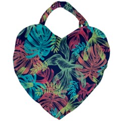 Leaves Tropical Picture Plant Giant Heart Shaped Tote by Sapixe