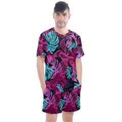 Leaves Drawing Reason Pattern Men s Mesh Tee And Shorts Set