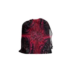 Wgt Fractal Red Black Pattern Drawstring Pouch (small)