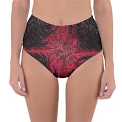 Wgt Fractal Red Black Pattern Reversible High-waist Bikini Bottoms