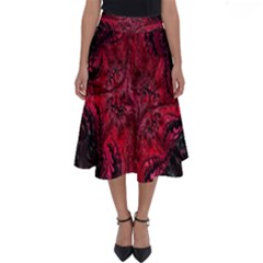 Wgt Fractal Red Black Pattern Perfect Length Midi Skirt
