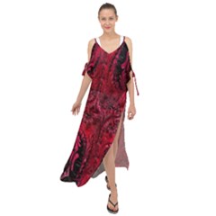 Wgt Fractal Red Black Pattern Maxi Chiffon Cover Up Dress by Sapixe