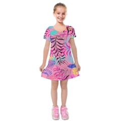 Illustration Reason Leaves Design Kids  Short Sleeve Velvet Dress