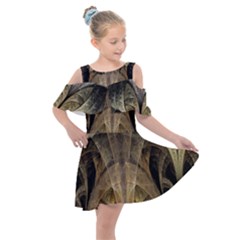 Fractal Art Graphic Design Image Kids  Shoulder Cutout Chiffon Dress by Sapixe