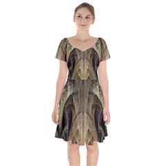 Fractal Art Graphic Design Image Short Sleeve Bardot Dress