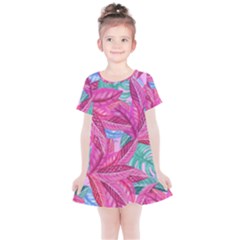 Leaves Tropical Reason Stamping Kids  Simple Cotton Dress
