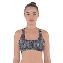 Background Peacock Feathers Cross Back Sports Bra