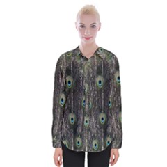 Background Peacock Feathers Womens Long Sleeve Shirt