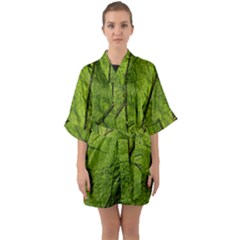 Butterbur Leaf Plant Veins Pattern Quarter Sleeve Kimono Robe