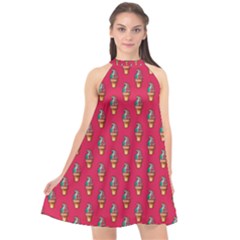 Tentacle Treat (gumdrop) Halter Neckline Chiffon Dress 