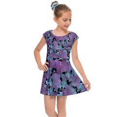 Modern Abstract Texture Pattern Kids Cap Sleeve Dress by dflcprints