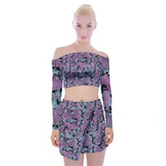 Modern Abstract Texture Pattern Off Shoulder Top With Mini Skirt Set by dflcprints