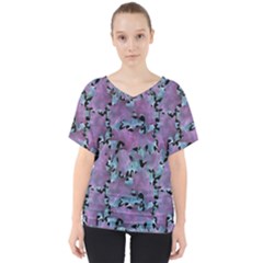 Modern Abstract Texture Pattern V-neck Dolman Drape Top by dflcprints