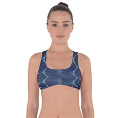 Blue Denim Pattern Native American Beads Pattern By Flipstylez Designs Got No Strings Sports Bra by flipstylezfashionsLLC